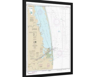 Póster enmarcado con carta náutica de Laguna Madre y South Bay, Texas.