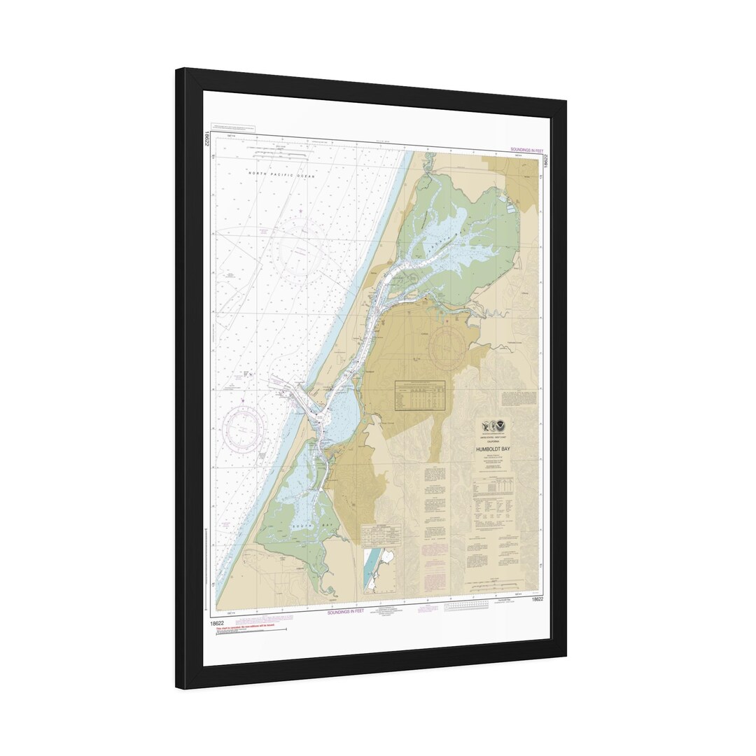 Humboldt Bay California Nautical Map Sailing Chart Framed Poster Etsy