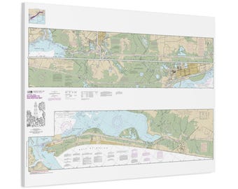 Bolivar Peninsula Port Arthur and Sabine Lake Texas Nautical Chart Sailing Map Framed Canvas Poster