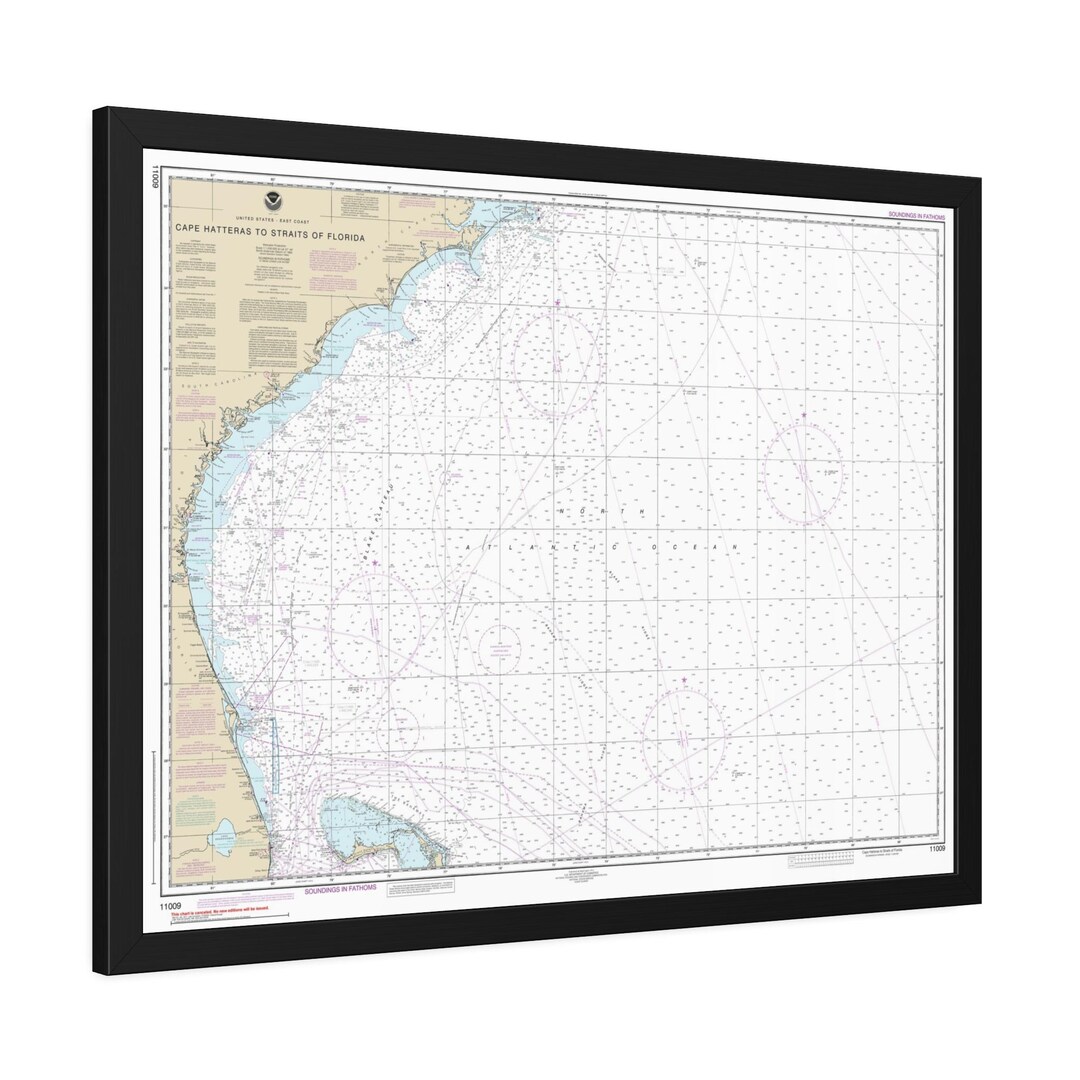 Cape Hatteras to Straits of Florida Atlantic Ocean Nautical Map Sailing