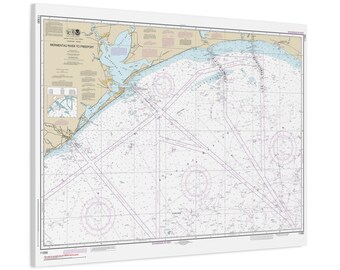 Mermentau River Galveston Bay and Freeport Texas Nautical Chart Sailing Map Framed Canvas Poster
