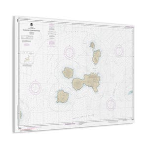 Inseln der vier Berge Alaska Seekarte Segelkarte Aleuten 3-D Leinwand Poster