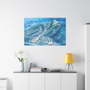 Póster en lienzo 3D con el mapa de las pistas de esquí de Whiteface Mountain, Nueva York