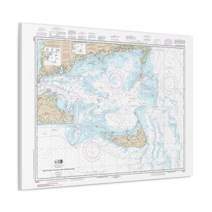 Nantucket Sound and Approaches Massachusetts Seekarte Segelkarte Cape Cod Leinwand 3-D Poster