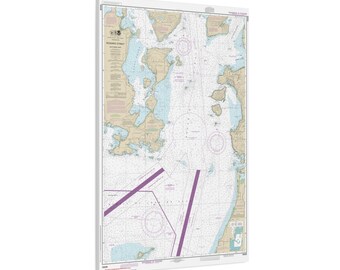 Rosario Strait and Lopez Sound Washington Nautical Chart Sailing Map Framed Canvas Poster