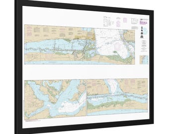 Carta náutica de la bahía de Corpus Christi y la bahía de Baffin, Texas (póster enmarcado)