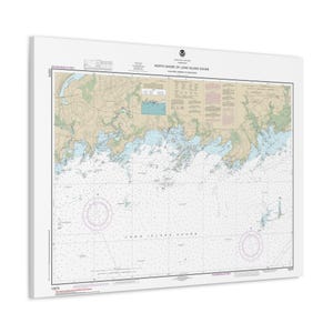 Branford para Guilford Harbor Connecticut North Shore de Long Island Sound Mapa Náutico Carta de Vela Pôster em Tela 3D