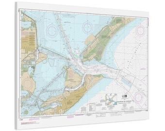 Galveston Port Bolivar and Texas City Nautical Chart Sailing Map Framed Canvas Poster