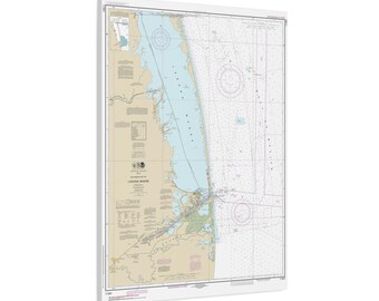 Póster en lienzo enmarcado con carta náutica de Laguna Madre y South Bay, Texas.