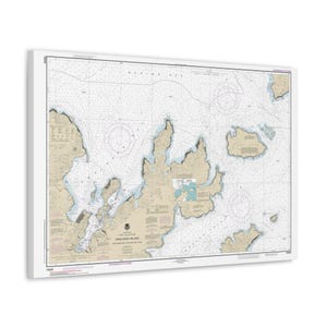 Mapa náutico de la bahía de Unalaska y el paso de Akutan, isla de Unalaska, Alaska, carta de navegación, póster en lienzo tridimensional de las islas Aleutianas de Fox