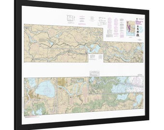 Morgan City to Port Allen and Atchafalaya River Louisiana Nautical Chart Sailing Map Framed Poster