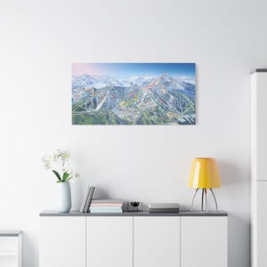 Big Sky Resort Ski Trail Map Framed Canvas Poster Montana