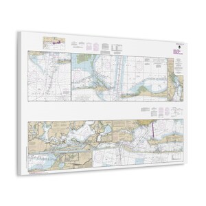 Santa Rosa Sound bis Dauphin Island Florida Alabama Intracoastal Waterway Seekarte Segelkarte Leinwand 3-D Poster
