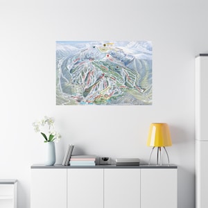 Winter Park Colorado Ski Trail Map Framed Canvas Poster
