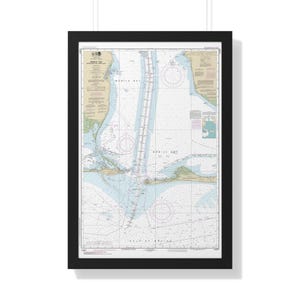Niedrigere Mobile Bay Alabama Golfküste Seekarte Segelkarte Poster mit Rahmen