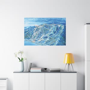 Carte des pistes de ski du Massif de Charlevoix, affiche en toile 3D, Québec Canada