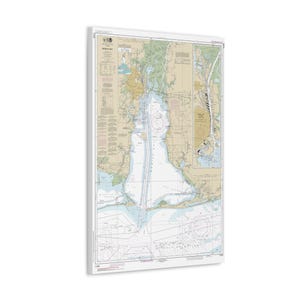 Mobile Bay und Mobile Ship Channel Alabama Golfküste Seekarte Segelkarte 3-D Leinwand Poster