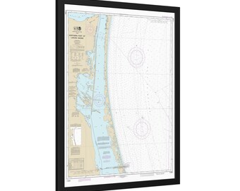 Carta náutica de Laguna Madre y Padre Island, Texas. Póster enmarcado.
