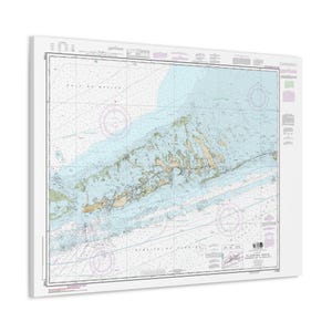 Key West Florida Keys Sombrero Key to Sand Key Carte marine Carte de navigation 3D Poster sur toile