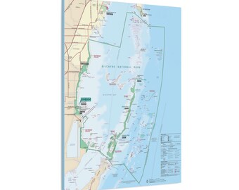 Biscayne Bay National Park Florida Tour Guide Map Framed Canvas Poster