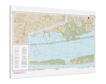 Carta náutica de Laguna Madre, Texas y Arroyo Colorado. Póster en lienzo enmarcado.