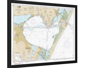 Corpus Christi Bay Texas Nautical Chart Sailing Map Framed Poster