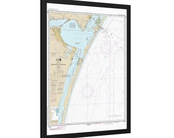 Carta náutica de Laguna Madre y la bahía de Corpus Christi, Texas (póster enmarcado)