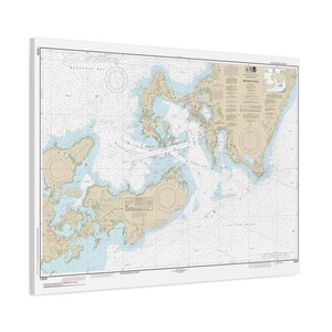 Woods Hole Cape Cod Massachusetts Nautical Chart Sailing Map Framed Canvas Poster