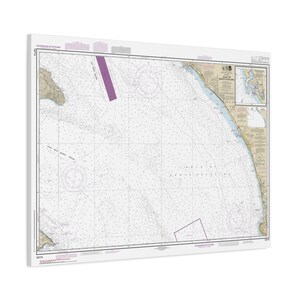 Gulf of Santa Catalina Delmar Boat Basin and Camp Pendleton California Nautical Chart Sailing Map Framed Canvas Poster