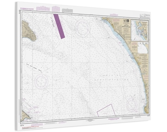 Póster enmarcado con mapa náutico de navegación de la Dársena Delmar del Golfo de Santa Catalina y Camp Pendleton, California