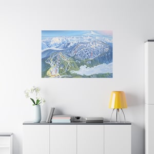 Póster de lienzo 3D con el mapa de pistas de esquí de White Pass, Washington