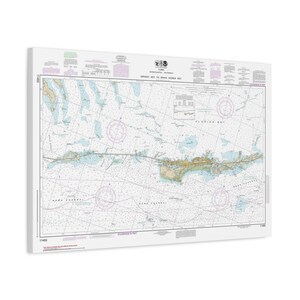 Florida Keys Grassy Vaca Fat Deer Boot Bahia Honda Key Marathon FL Nautical Chart Sailing Map Framed Canvas Poster