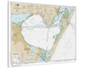 Corpus Christi Bay Texas Nautical Chart Sailing Map Framed Canvas Poster