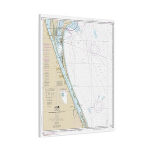 Cape Canaveral to Bethel Shoal Florida Nautical Chart Sailing Map Framed Canvas Poster