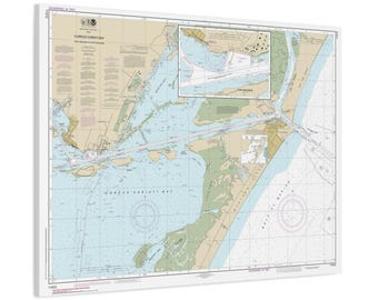Corpus Christi Bay and Port Ingleside Texas Nautical Chart Sailing Map Framed Canvas Poster