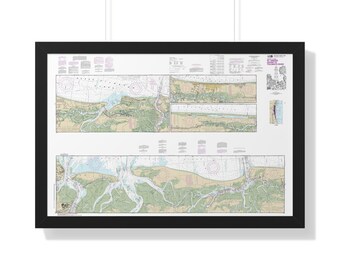 Saint Simons Sound Georgia to Tolomato River Florida Nautical Chart Sailing Map Framed Poster