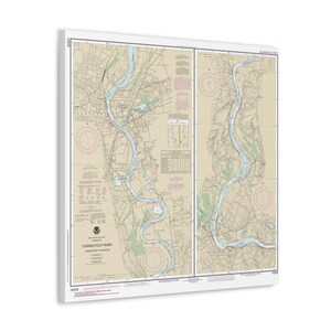 Carte nautique Connecticut River de Bodkin Rock à Hartford, carte marine, toile 3D, affiche