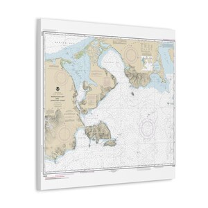 Póster de lienzo en 3D con mapa náutico, carta de navegación y mapa de navegación de la bahía de Morzhovoi y el estrecho de Isanotski, costa sur de Alaska