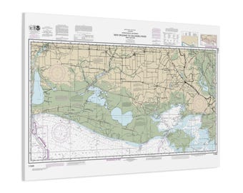 Calcasieu River and Louisiana Coast Nautical Chart Sailing Map Framed Canvas Poster
