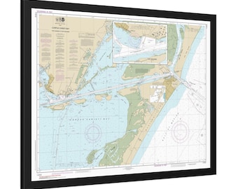 Corpus Christi Bay and Port Ingleside Texas Nautical Chart Sailing Map Framed Poster