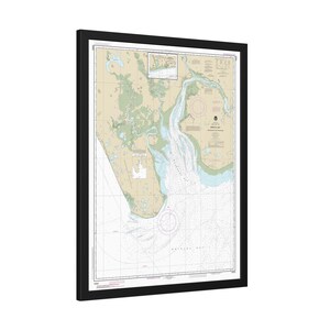 Póster enmarcado con mapa náutico, carta de navegación, bahía de Nushagak, bahía de Bristol, costa oeste de Alaska