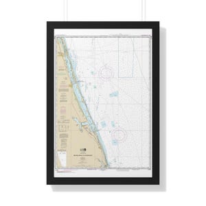 Póster enmarcado con mapa náutico, carta de navegación, Fort Pierce, Vero Beach, Hutchinson Island, Jupiter, Bethel Shoal, Florida del este