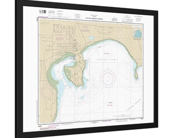 Oak Harbor and Crescent Harbor Washington Nautical Chart Sailing Map Framed Poster