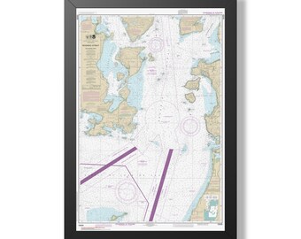 Rosario Strait and Lopez Sound Washington Nautical Chart Sailing Map Framed Poster