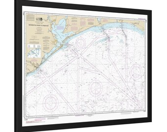 Mermentau River Galveston Bay and Freeport Texas Nautical Chart Sailing Map Framed Poster
