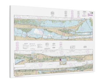 Tolomato River to Palm Shores Florida Nautical Chart Sailing Map Framed Canvas Poster