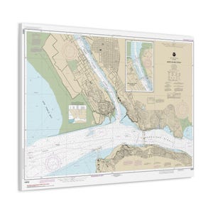 Póster de lienzo tridimensional con mapa náutico y carta de navegación del estrecho de Mare Island, California