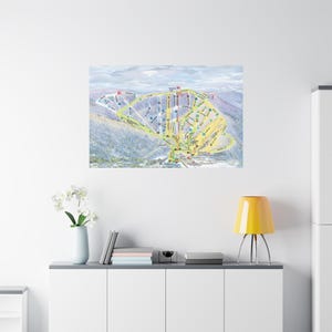 Jiminy Peak Massachusetts Ski Trail Map 3-D Canvas Poster