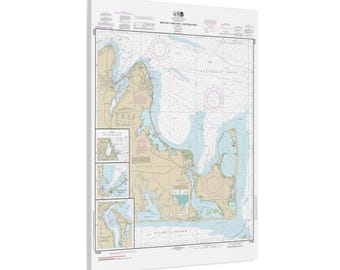Oak Bluffs Vineyard Haven Edgartown Harbor Martha's Vineyard Massachusetts Nautical Chart Sailing Map Framed Canvas Poster
