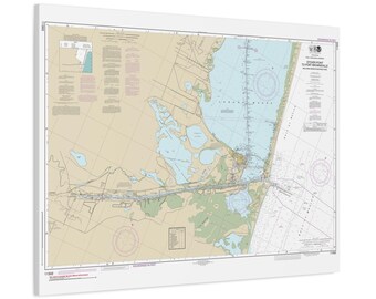 Carta náutica de Laguna Madre, Puerto Brownsville y Puerto Isabel, Texas. Póster en lienzo enmarcado.